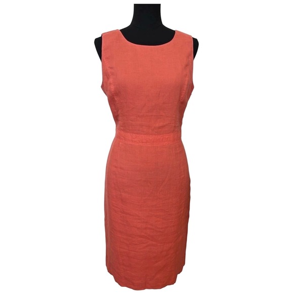 Brooks Brothers Dresses & Skirts - Brooks Brothers Womens 100% Linen Sheath Dress Coral Pink Sleeveless Size 10